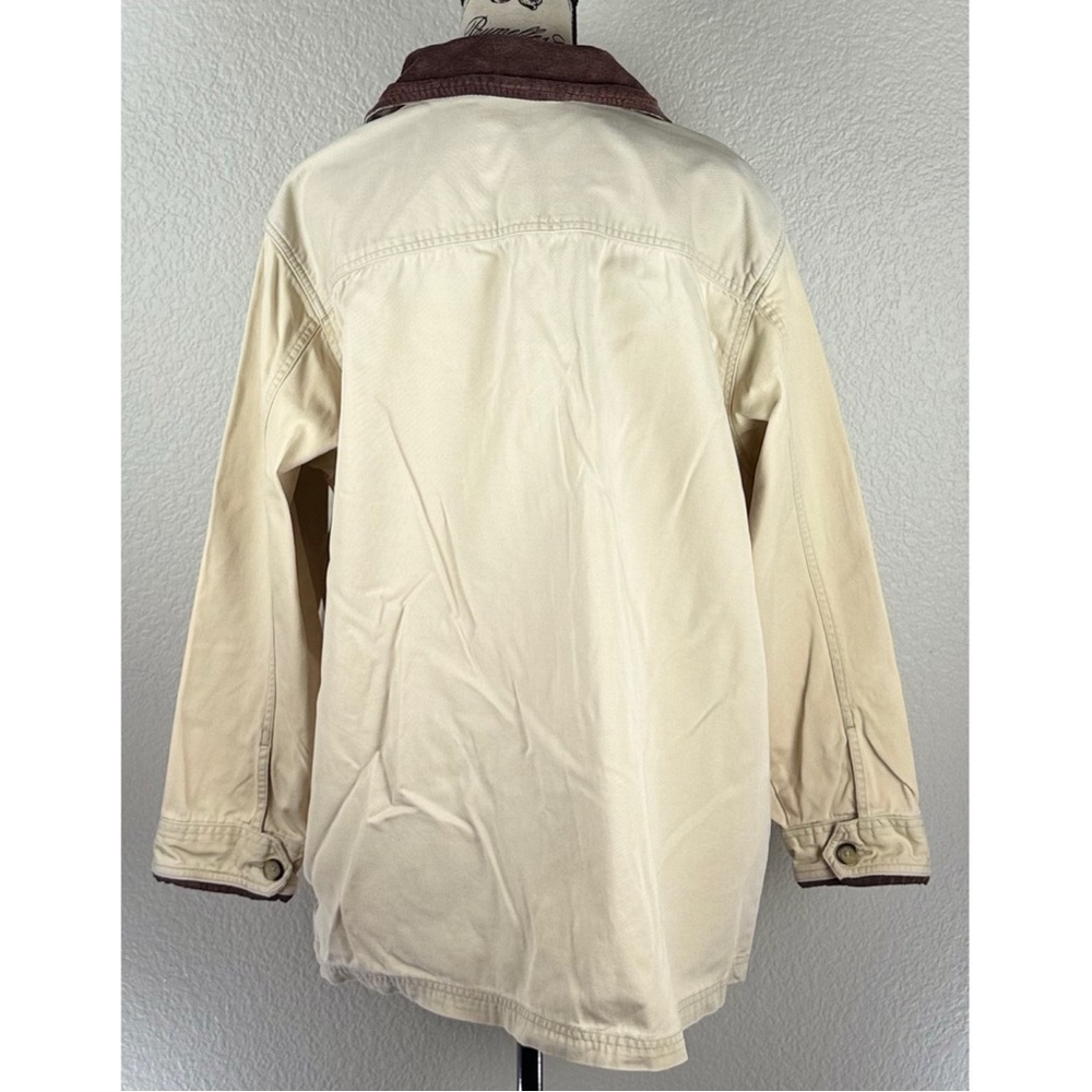 Vintage Women's Barn Utility Jacket Cream with Brown Corduroy Collar size Medium - Picture 7 of 9